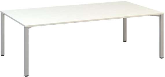Jednací stůl Alfa 420 - 240 x 120 cm, bílý/stříbrný