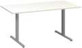Jednací stůl Alfa 455 - 160 cm, bílý/stříbrný