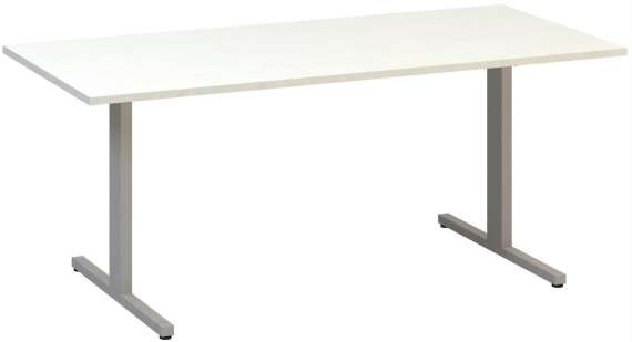 Jednací stůl Alfa 455 - 180 cm, bílý/stříbrný