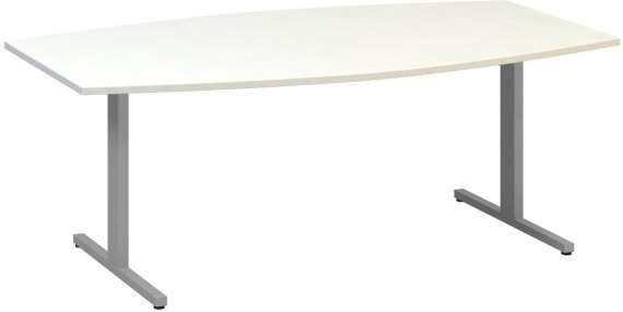 Jednací stůl Alfa 455 - 200 cm, bílý/stříbrný