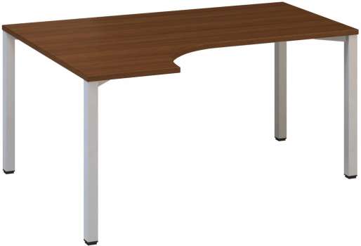 Psací stůl Alfa 200 - ergo, levý, 160 cm, ořech/stříbrný