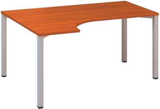 Psací stůl Alfa 200 - ergo, levý, 160 cm, třešeň/stříbrný
