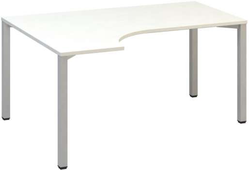Psací stůl Alfa 200 - ergo, levý, 160 cm, bílý/stříbrný
