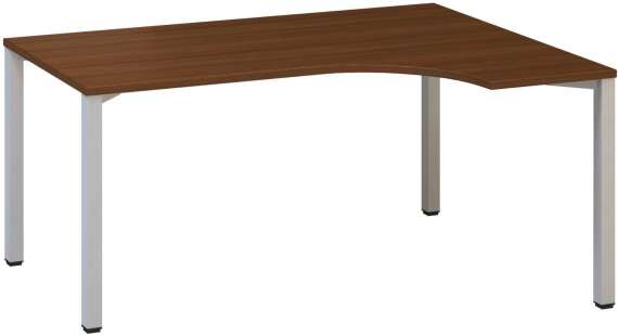 Psací stůl Alfa 200 - ergo, pravý, 160 cm, ořech/stříbrný