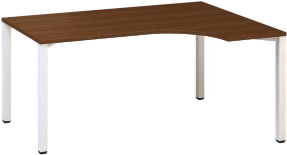 Psací stůl Alfa 200 - ergo, pravý, 160 cm, ořech/bílý