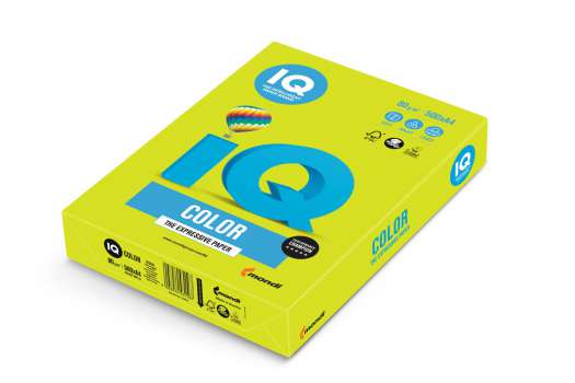 Barevný papír IQ Color A4 - NEOGN, fosforově zelený, 80 g/m2, 500 listů