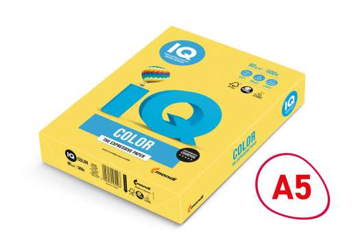 Barevný papír IQ Color A5 - CY39, kanárkově žlutý, 80 g/m2, 500 listů