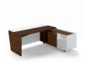 Psací stůl Lenza Trevix - 200,5 x 180 cm, pravý, dub Charleston/bílý lesk