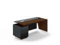 Psací stůl Lenza Trevix - 200,5 x 90 cm, levý, dub Charleston/černý lesk
