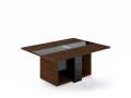 Jednací stůl Lenza Trevix - 180 x 140 cm, dub Charleston/černý lesk