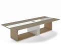 Jednací stůl Lenza Trevix - 360 x 140 cm, dub pískový/bílý lesk