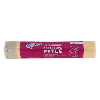 Pytle na odpad Q Home - zatahovací, 30 l, 12 mic, 12 ks, žluté