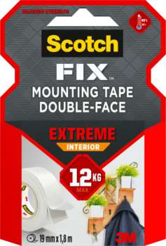 Oboustranná lepicí páska Scotch Fix - do interieru, supersilná, do 12 kg, 19 mm x 1,8 m, 1 ks