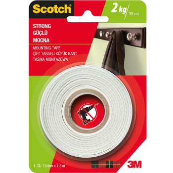Oboustranná lepicí  páska Scotch - montážní, do 2 kg, 19 mm x 1,5 m,1 ks