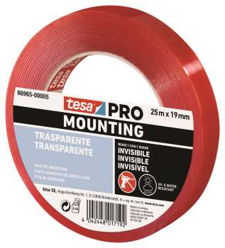 Montážní oboustranná páska Tesa - PRO, transparentní, 19 mm x 5 m