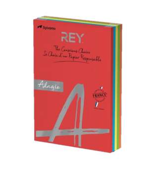 Barevný papír Rey Adagio A4 - mix intenzivních barev, 160 g/m2, 250 listů