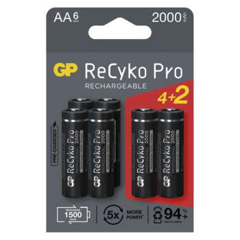 Nabíjecí baterie GP ReCyko Pro - AA, HR6, 2 000 mAh, 6 ks