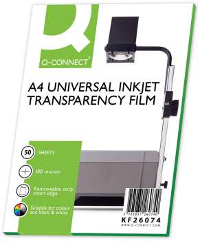 Fólie Q-Connect - A4, 100 mic, inkoustový tisk, 50 ks