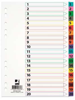 Papírové rozlišovače Q-Connect  - A4, s barevným okrajem, sada 1-20