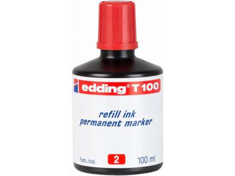 Náhradní permanentní inkoust Edding T100 - 100 ml, červený