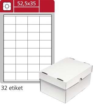 Univerzální etikety S&K Label - bílé, 52,5 x 35 mm, 32000 ks (1000 listů)
