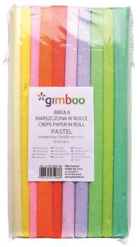 Krepový papír Gimboo - role 25 x 200 cm, mix pastelových barev, 10 ks
