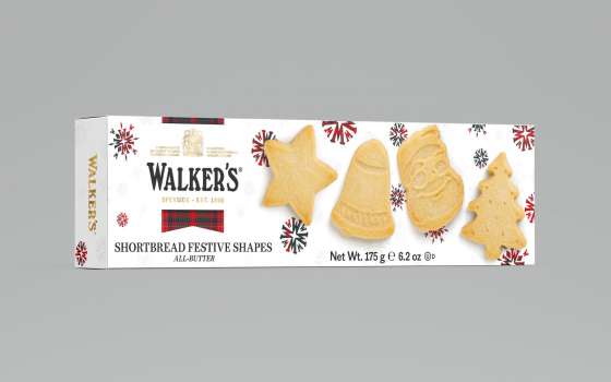 Skotské máslové sušenky Walkers ve vánočních tvarech, 175 g