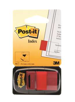 Samolepící záložky Post-it® - 25,4 x 43,2 mm, červené