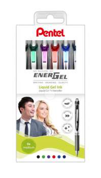 Gelový roller Pentel Energel - 0,7 mm, sada 6 barev