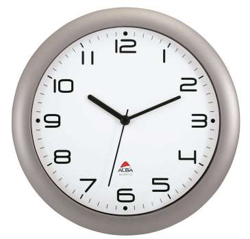 Nástěnné hodiny HorNew - plastové, 30 cm, stříbrné