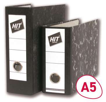 Pákový  pořadač A5 na výšku HIT Office - šíře hřbetu 8 cm, mramor černý