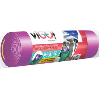 Pytle na odpad viGO! – zatahovací, 120 l, 35 mic, 10 ks, fialové