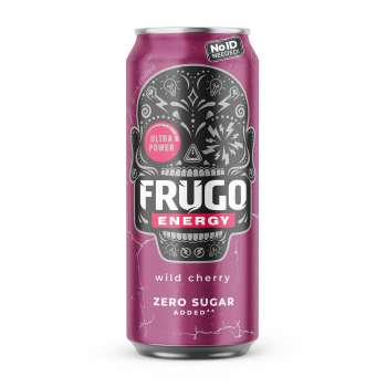 Frugo Energy, energetický nápoj "NO ID NEEDED" - divoká třešeň, plech, 12x 500 ml