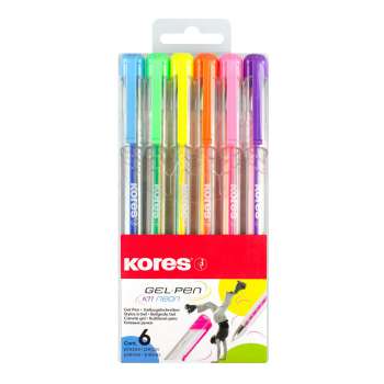 Gelový roller Kores K11 Pen Neon - sada 6 neonových barev