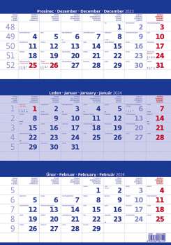 Tříměsíční kalendář 2024 - modrý
