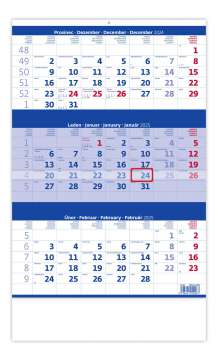 Tříměsíční kalendář 2025 - modrý