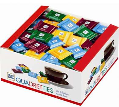 Směs 200 mini čokolád  Ritter Sport Quadretties s různými příchutěmi 1000g