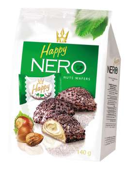 Oplatky Happy Nero - lískooříková náplň, 140 g