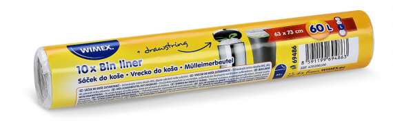 Pytle na odpad - zatahovací, 60 l, 10 mic, 10 ks, bílé