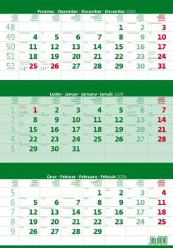 Tříměsíční kalendář 2024 - zelený