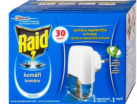 Elektrický odpařovač Raid  s tekutou náplní na 30 nocí