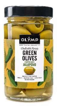 Zelené olivy Olymp - plněné jalapeno papričkami