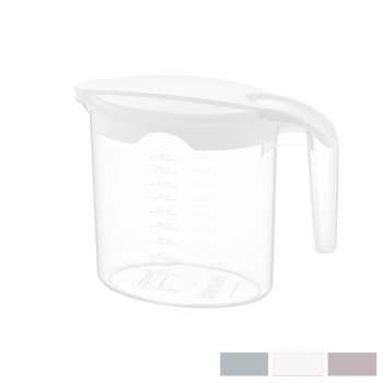 Džbán s odměrkou a víčkem - plastový, 1 l, mix barev