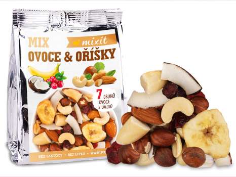 Mix ovoce Mixit - mix oříšků a ovoce do kapsy, 80 g