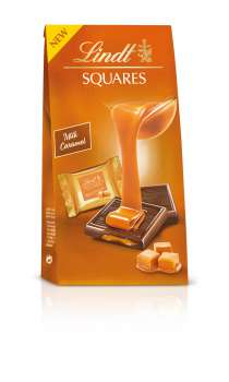 Čokoládové čtverečky Lindt Squares - mléčné s karamelem, 144 g