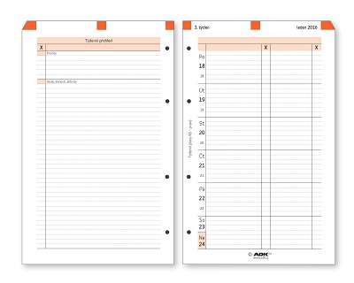 Týdenní plány ADK - A5, přehled celého týdne vpravo, rok 2025