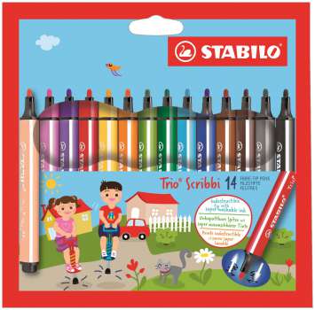 Fixy STABILO Trio Scribbi - sada 14 barev