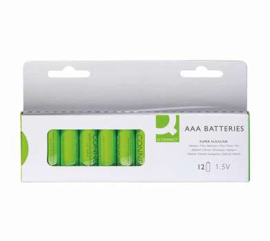 Alkalické baterie Q-Connect - 1,5V, LR03, typ AAA, 12 ks