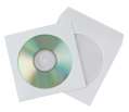 Obaly na CD/DVD Q-Connect - papírové s okénkem, bílé, 50 ks