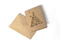Sada přání s obálkou Kraft - 5x obálka 7 x 10 cm, 5x přání, vánoční stromek, 5 ks